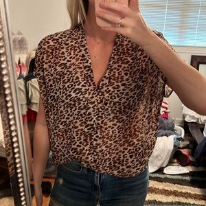 Sheer leopard print blouse
